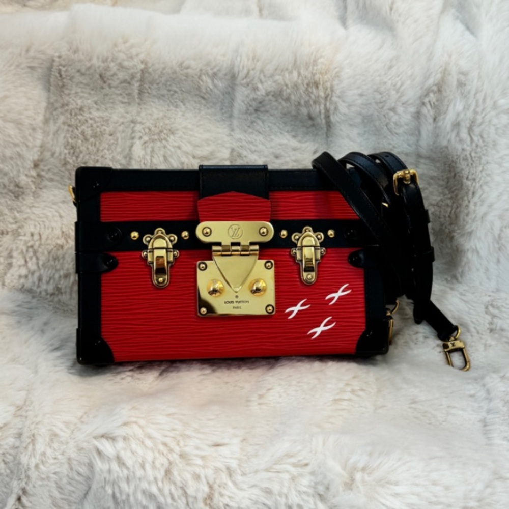 Louis Vuitton Rouge Epi Leather Petite Malle Bag